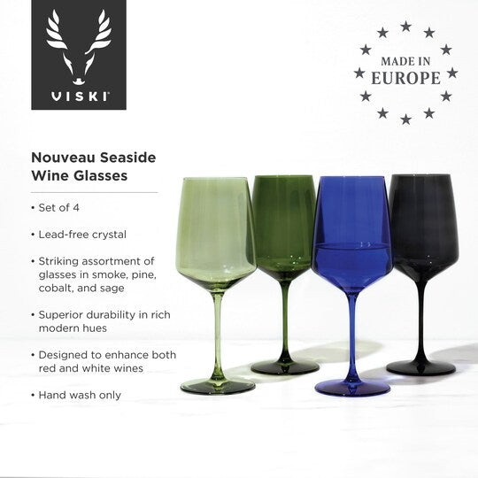 Reserve Nouveau Crystal Wine Glasses in Seaside by Viski