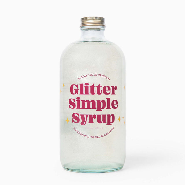 Wood Stove Kitchen Glitter Simple Syrup 16oz