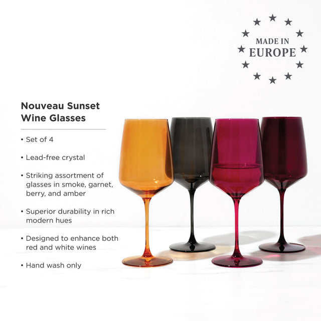 Reserve Nouveau Crystal Wine Glasses in Sunset Viski