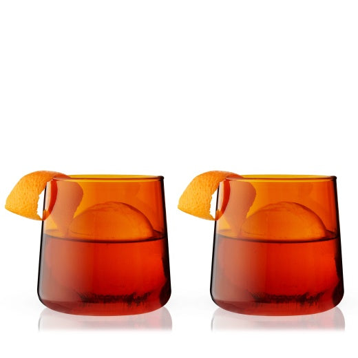 Aurora Cocktail Tumblers in Amber Set of 2